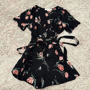 Floral Black Romper saltwater luxe Small